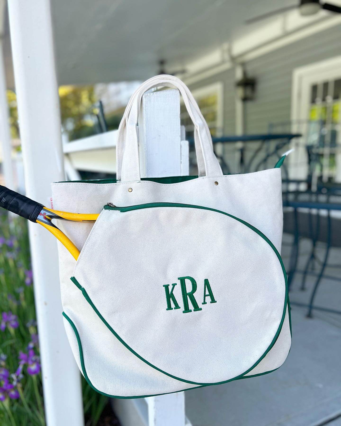 Canvas Tennis Tote Embroidered Monogram