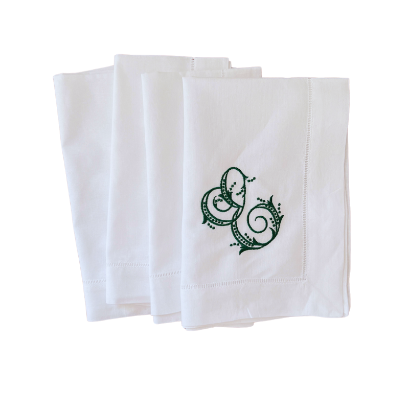 Custom Embroidered Single Initial Monogrammed Dinner Napkins