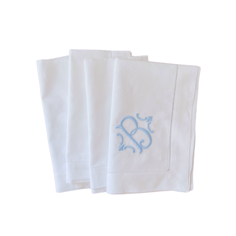 Custom Embroidered Single Initial Romanesque Monogram Dinner Napkins