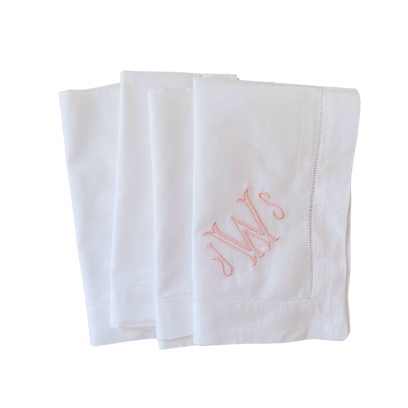 Custom Embroidered Three Initial Ribbed Monogrammed Dinner Napkins