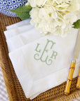 Custom Embroidered Monogrammed Linen Dinner Napkins
