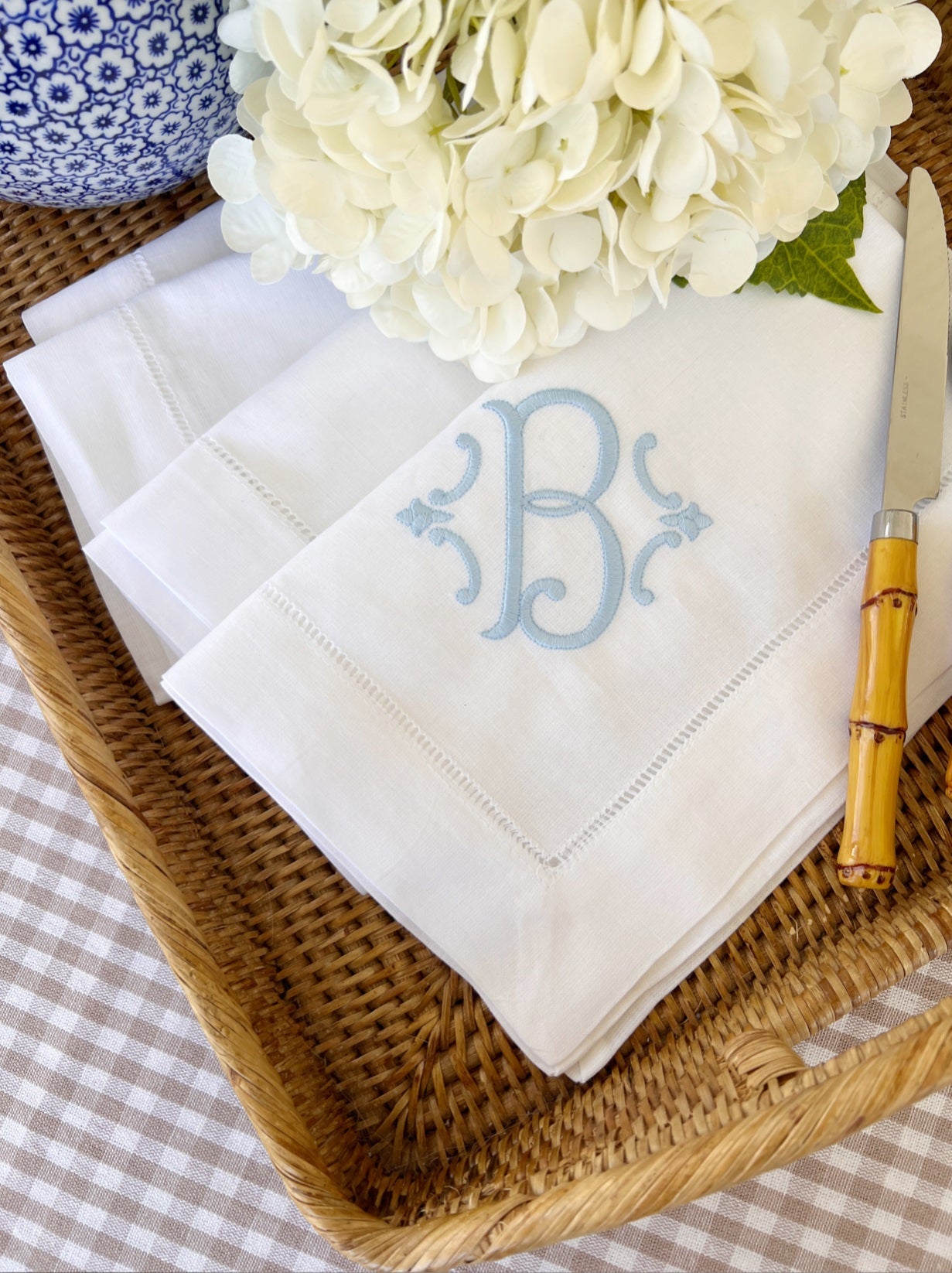 Custom Monogram Single Romanesque Linen Dinner Napkins