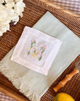 Floral Alphabet Embroidered Cocktail Napkin for spring entertaining and tabletop