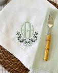 Monogram Floral Leaves and Buds Dinner Napkins