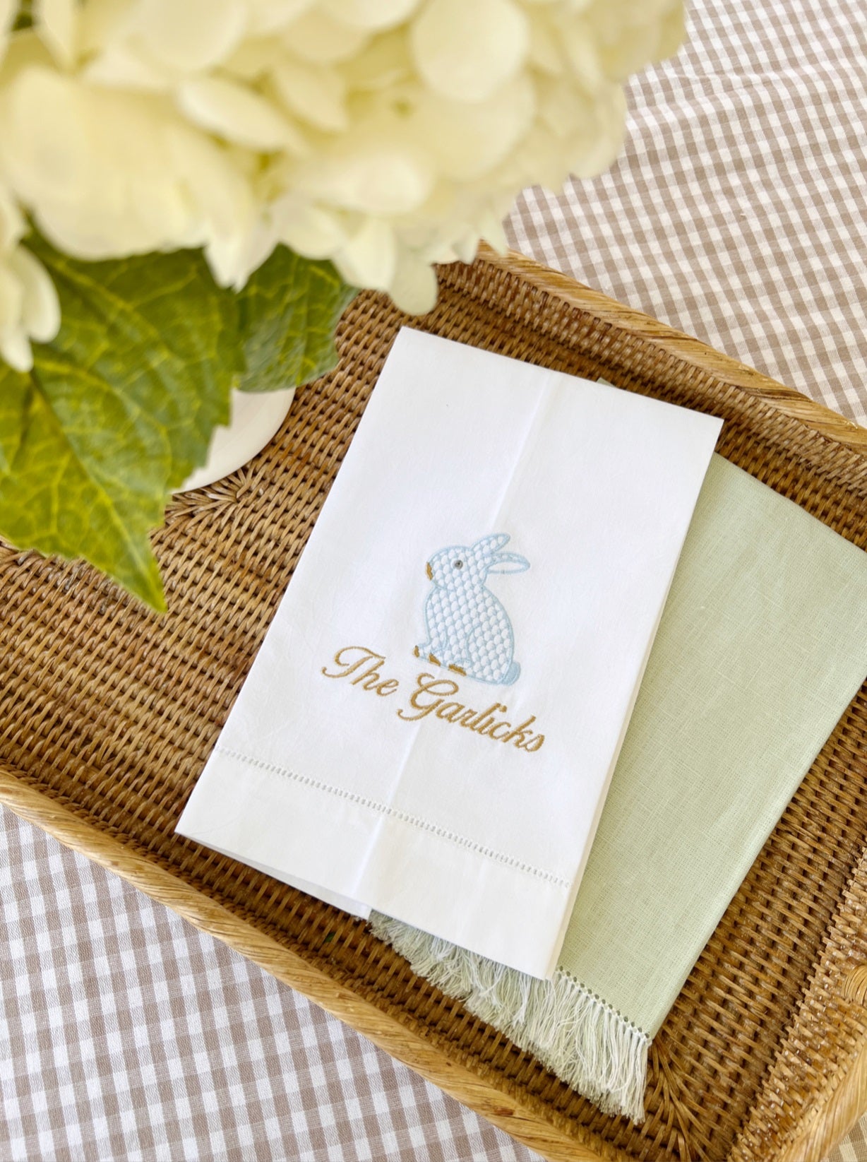 Monogrammed Bunny Tea Towel