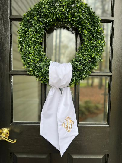 Monogrammed Linen Wreath Sash