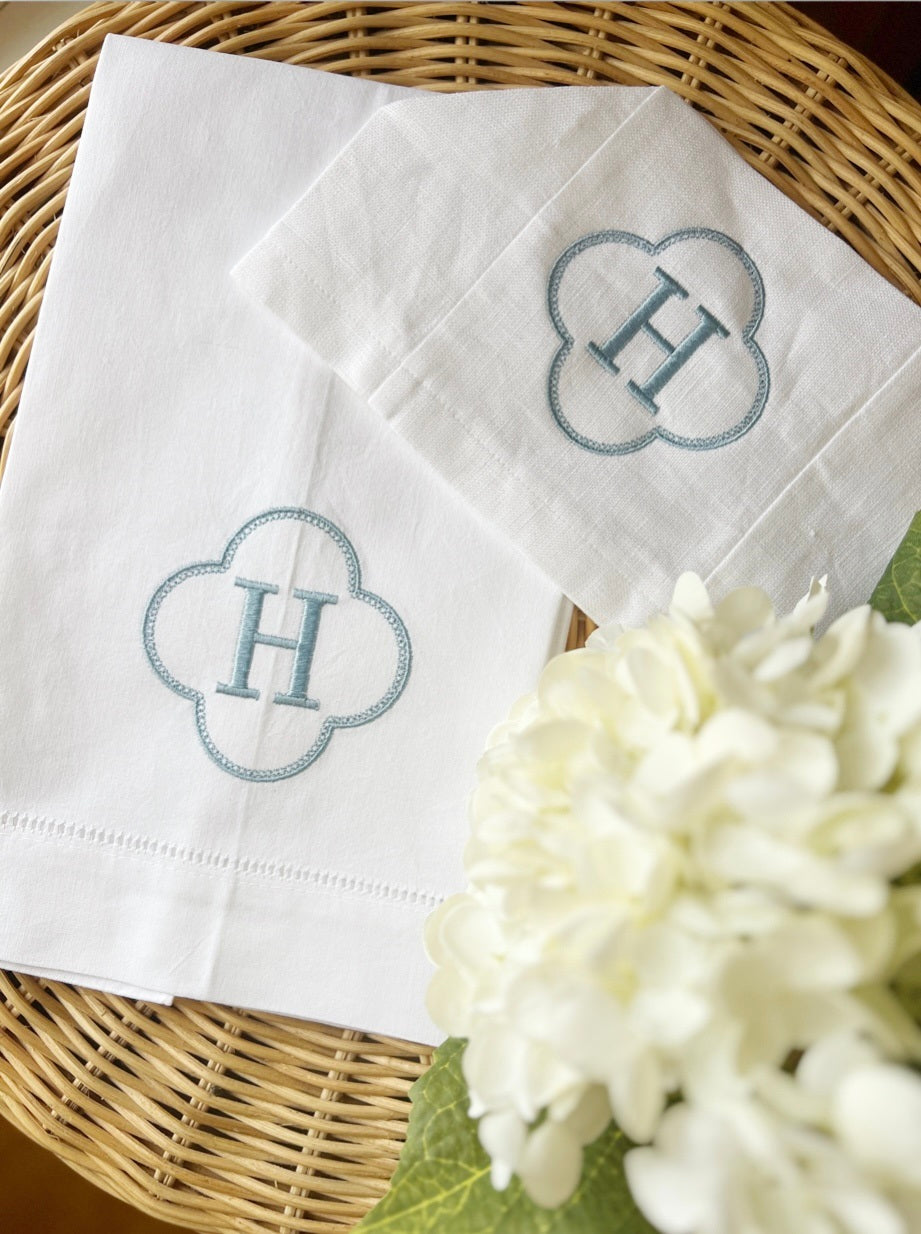 Monogrammed Tea Towel and Tissue Box Cover, Personalized Housewarming Gift
