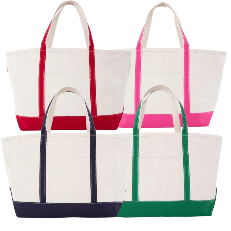 Monogrammed large Size Canvas Boat Tote Bags