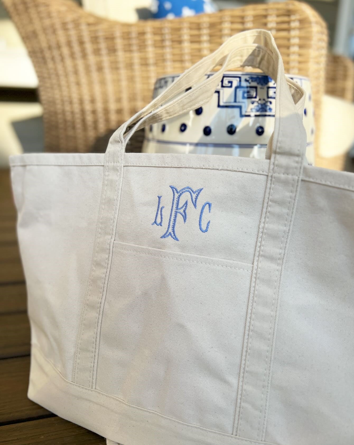 Natural Canvas Boat and Tote Bag Monogrammed