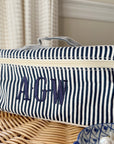 Navy striped train case monogrammed