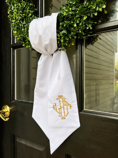 Monogrammed Linen Wreath Sash