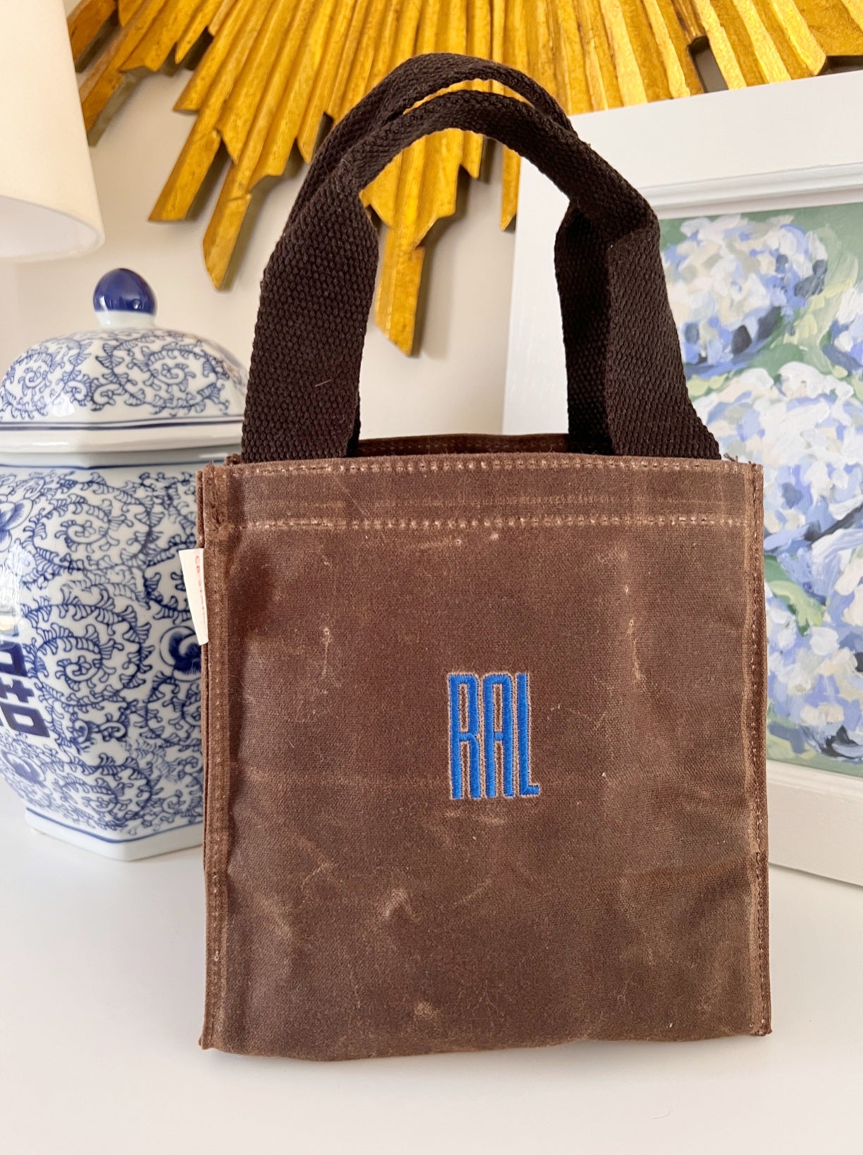 Monogram Waxed Canvas Beer Tote for Guys