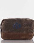 Waxed Canvas Toiletry Travel Bag for Guys Embroidered