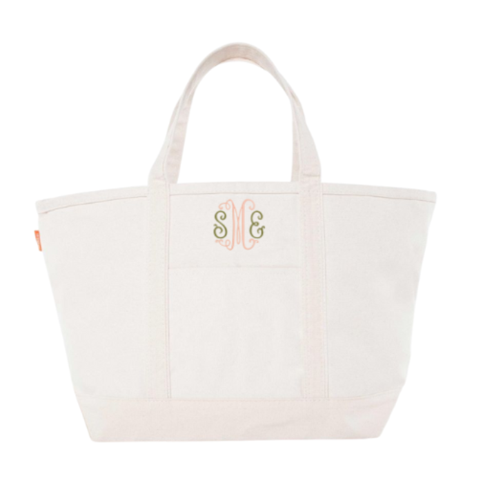 large canvas boat and tote bag monogrammed