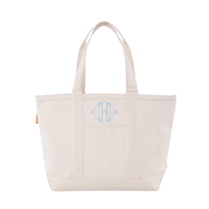 medium canvas boat and tote bag monogrammed