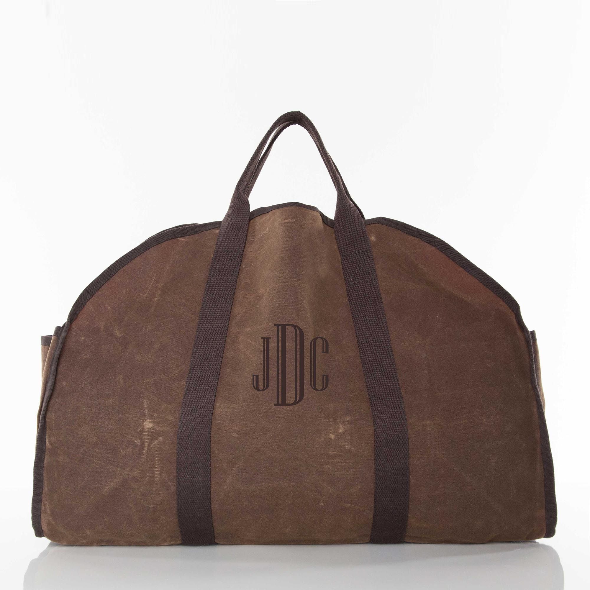 monogrammed waxed log carrier