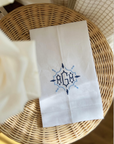 Embroidered Linen Chinoiserie Monogram Hand Towel