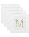 Floral Alphabet Embroidered Linen Cocktail Napkins