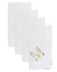 Floral Alphabet Embroidered Linen Dinner Napkin Set