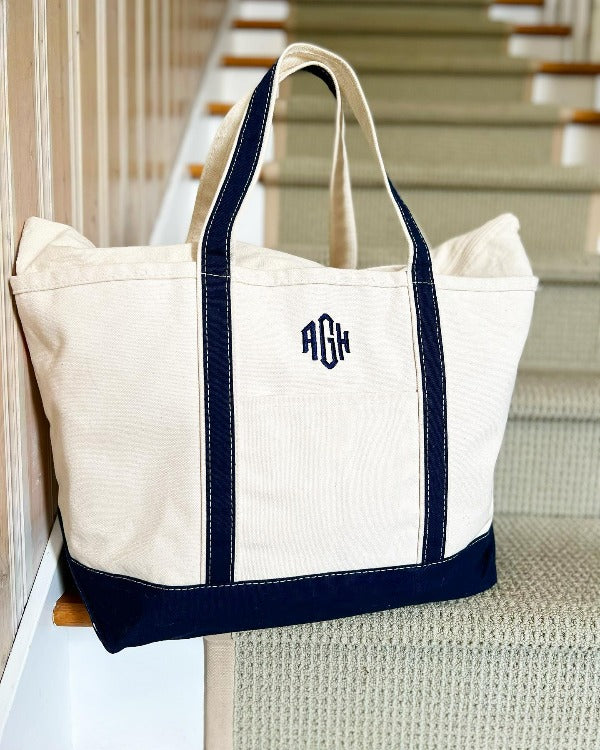 Monogrammed Large Size Canvas Tote Bag